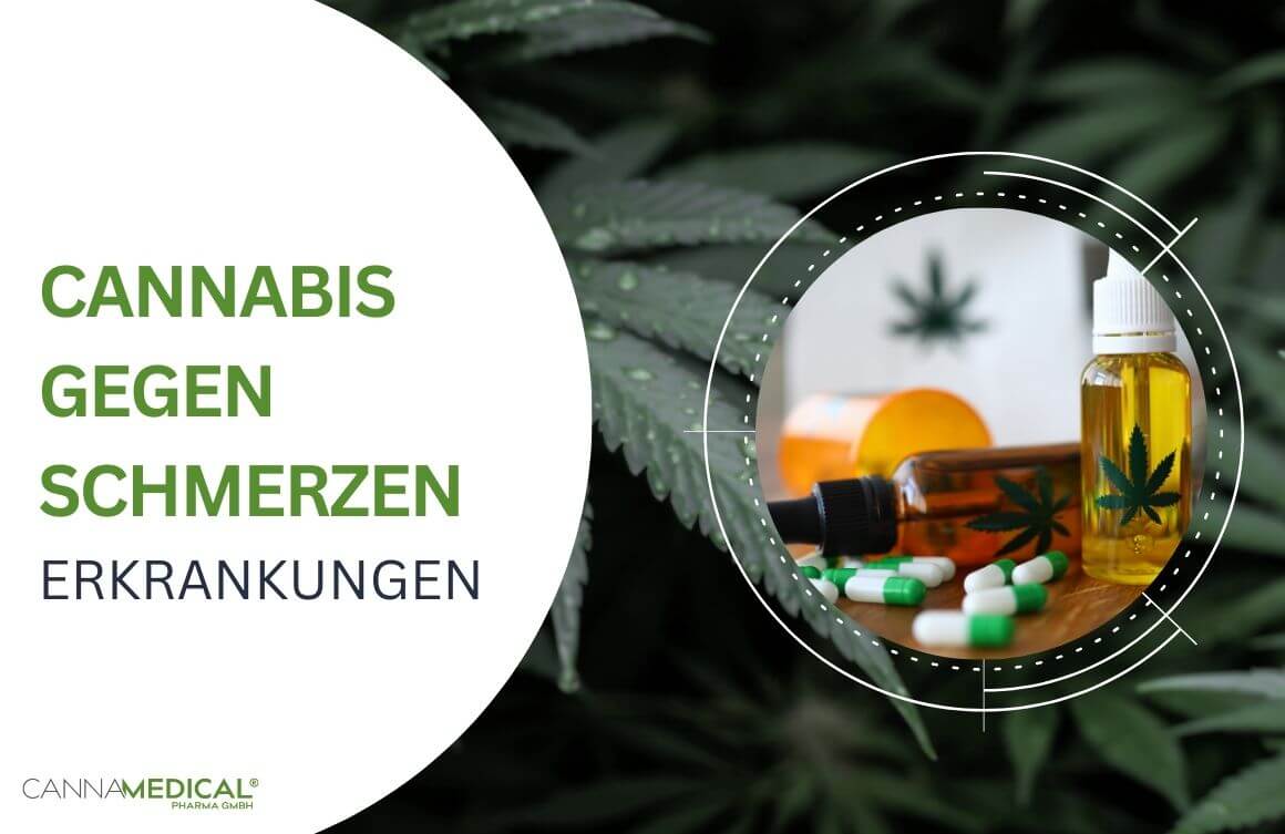 Fläschchen mit Cannabisöl und grün-weißen Pillen