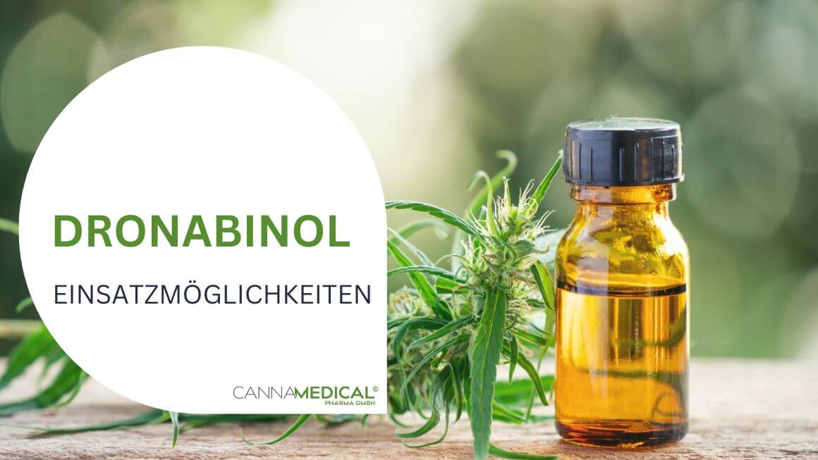 Dronabinol-Fläschchen mit Hanfpflanze